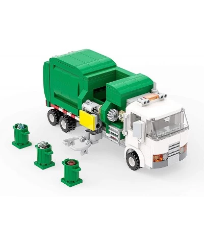 Building Boat Garbage Truck Building Kits Trash Truck Building Blocks with 3 Trash Cans Sanitation Truck Building Toys Childr...