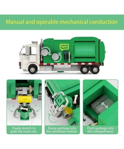 Building Boat Garbage Truck Building Kits Trash Truck Building Blocks with 3 Trash Cans Sanitation Truck Building Toys Childr...