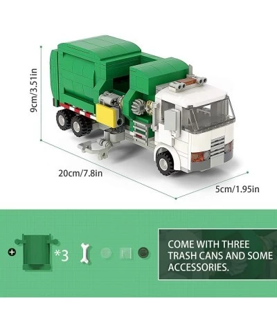 Building Boat Garbage Truck Building Kits Trash Truck Building Blocks with 3 Trash Cans Sanitation Truck Building Toys Childr...