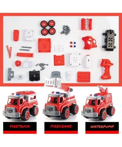 Truck Toy with Drill | Take Apart Trucks Construction Set | Converts to Remote Control Fire Truck | 3 in 1 Electric Construct...