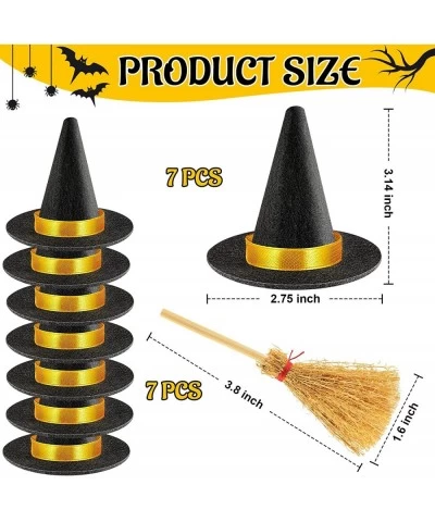 14Pcs Mini Witch Hat Small Witch Hats for Crafts Felt Witch Hats and Brooms for Halloween Handmade Wine Bottle Party Decor $1...