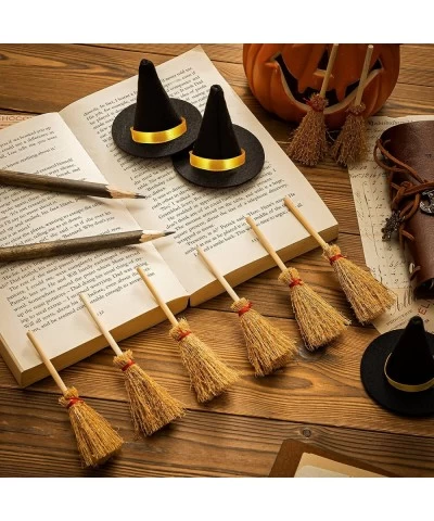 14Pcs Mini Witch Hat Small Witch Hats for Crafts Felt Witch Hats and Brooms for Halloween Handmade Wine Bottle Party Decor $1...