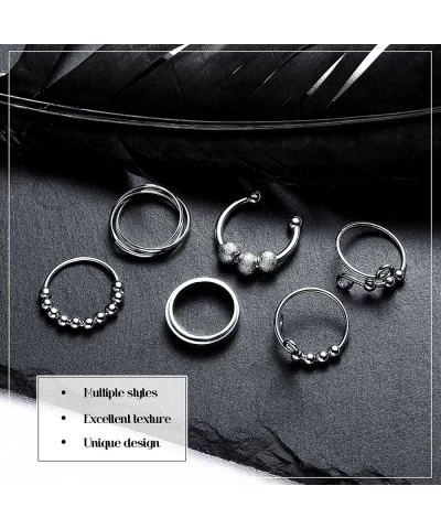 6 Pieces Fidget Rings Anxiety Spinner Rings with Thin Beads for Women Men Adjustable Silver Anti Anxiety Rings Worry Stress R...