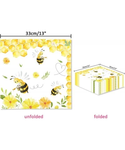 40Pcs Bee Bumble Dessert Napkins Yellow Honey Bee Honeycomb Cocktail Lunch Dinner Paper Napkin Set Bee Themed for Gender Reve...