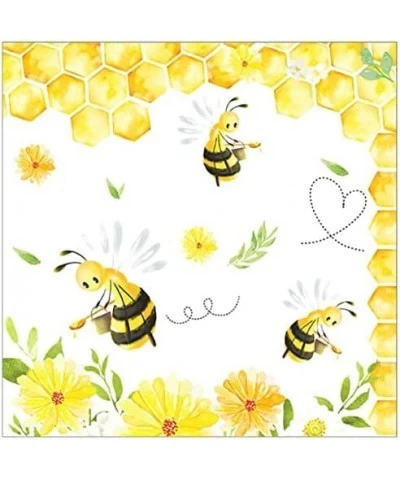 40Pcs Bee Bumble Dessert Napkins Yellow Honey Bee Honeycomb Cocktail Lunch Dinner Paper Napkin Set Bee Themed for Gender Reve...