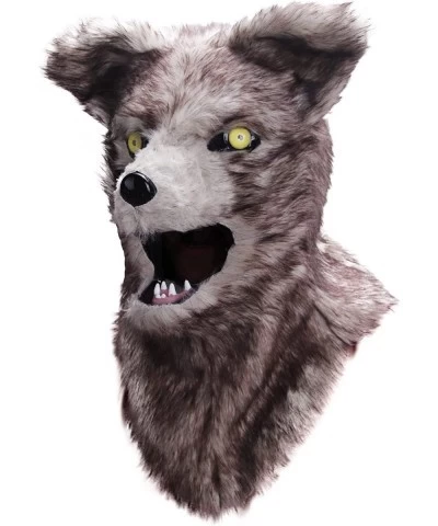 Movable Mouth Fox Mask Costume Cosplay Mouth Mover Wolf Masks Plush Faux Fur Suit for Halloween Party (White Fox) $51.75 Kids...