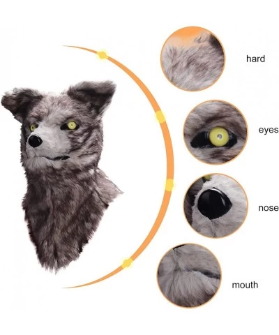 Movable Mouth Fox Mask Costume Cosplay Mouth Mover Wolf Masks Plush Faux Fur Suit for Halloween Party (White Fox) $51.75 Kids...