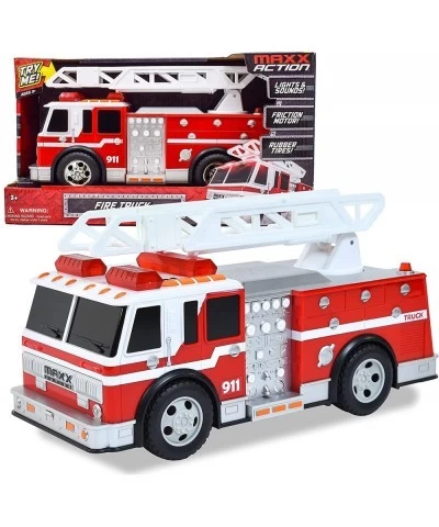 Maxx Action Large Fire Truck – Lights and Sounds Vehicle with Extendable Ladder | Motorized Drive and Soft Grip Tires | Firet...