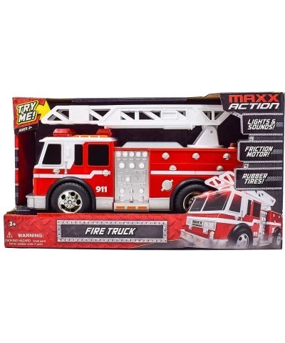 Maxx Action Large Fire Truck – Lights and Sounds Vehicle with Extendable Ladder | Motorized Drive and Soft Grip Tires | Firet...