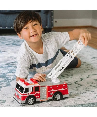 Maxx Action Large Fire Truck – Lights and Sounds Vehicle with Extendable Ladder | Motorized Drive and Soft Grip Tires | Firet...