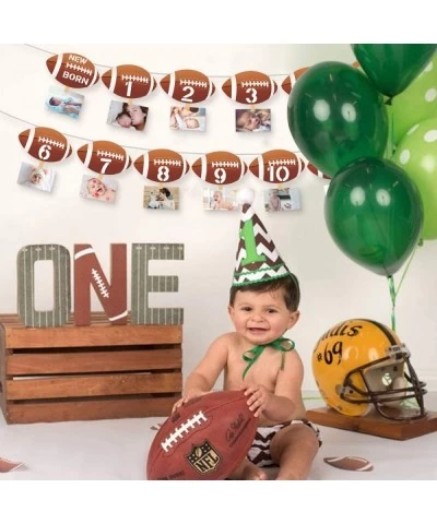 Football 1st Birthday Monthly Photo Banner Football Theme First Year Photo Banner for Newborn to 12 Months Monthly Milestone ...