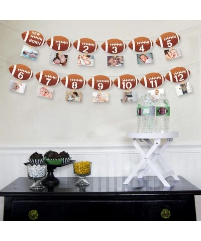 Football 1st Birthday Monthly Photo Banner Football Theme First Year Photo Banner for Newborn to 12 Months Monthly Milestone ...