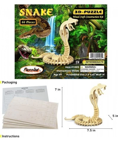 3D Wooden Snake Puzzle Construction Kit for Kids and Adult Made of Unfinished Wood That Can Be Painted for Arts and Craft $23...