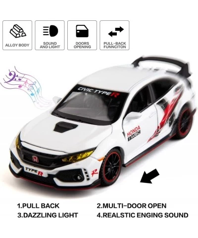 Diecast Car 1/32 for Honda Civic Type-R Model Car Pull Back Toy Car with Light and Sound Model Vehicles for Boys Girls Gift(W...