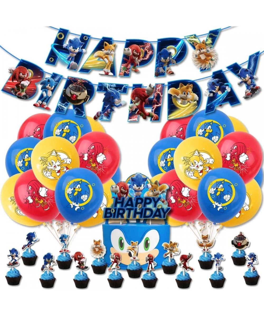 Sonic Theme Birthday Party Supplies Kit Kids Party Favors Sonic The Hedgehog Assemble Decoration Party Pack Including Happy B...