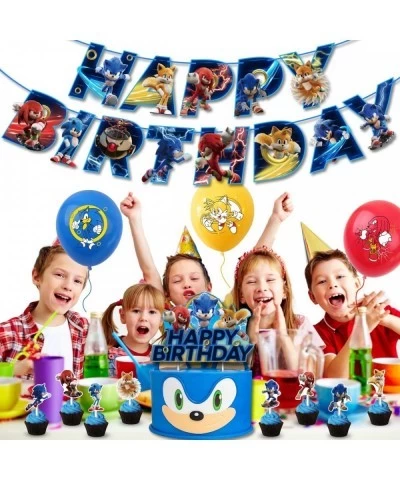 Sonic Theme Birthday Party Supplies Kit Kids Party Favors Sonic The Hedgehog Assemble Decoration Party Pack Including Happy B...