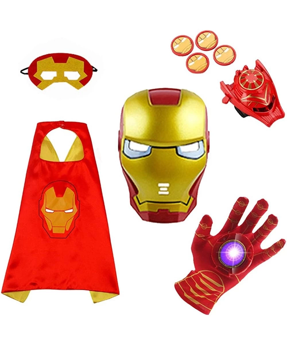 Cartoon Superhero Costume 5 Packs-Luminous Voice Toy Glove+Toy Transmitter+ Mask + Satin Cape + Glow mask for Kids Halloween ...