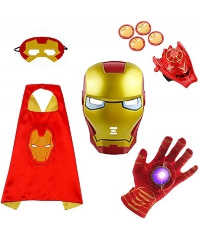 Cartoon Superhero Costume 5 Packs-Luminous Voice Toy Glove+Toy Transmitter+ Mask + Satin Cape + Glow mask for Kids Halloween ...