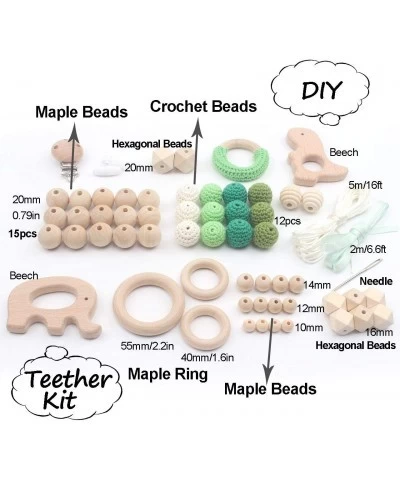 Teething Kit Baby Wooden Beads Rings Supplies Make Your Own Baby Chew Jewelry DIY Teether Necklace 61pcs Green $34.18 Baby Te...