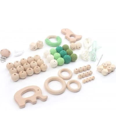 Teething Kit Baby Wooden Beads Rings Supplies Make Your Own Baby Chew Jewelry DIY Teether Necklace 61pcs Green $34.18 Baby Te...