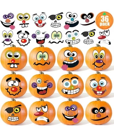 36 Pack Halloween Pumpkin Decorating Stickers Mini Make 36 Small Pumpkin Face Stickers for Halloween Kids Toddlers Party Favo...