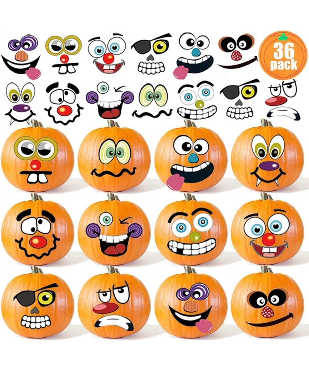 36 Pack Halloween Pumpkin Decorating Stickers Mini Make 36 Small Pumpkin Face Stickers for Halloween Kids Toddlers Party Favo...