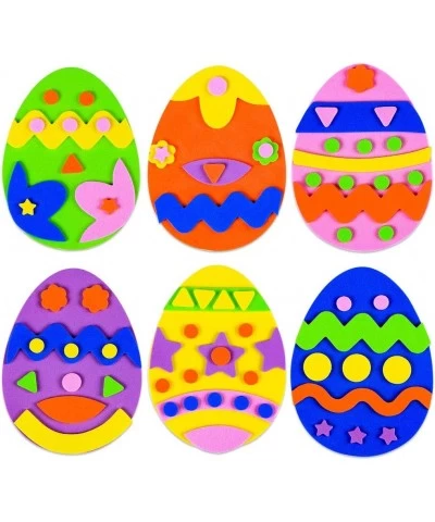 Foam Easter Egg Craft Kits for Kids 24pcs Easter Egg Foam Stickers DIY Egg Decorative Crafts for Easter Classroom DIY Craft S...