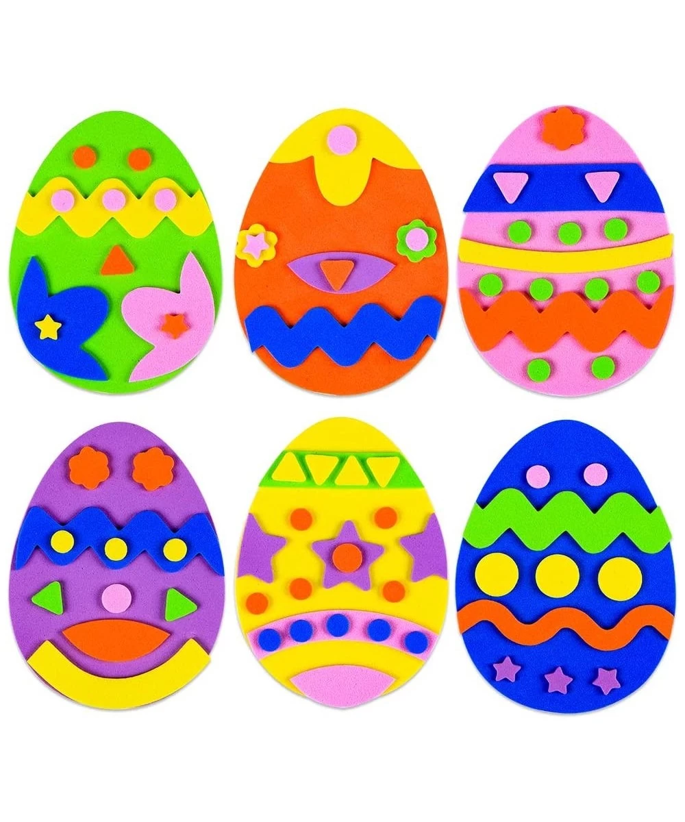 Foam Easter Egg Craft Kits for Kids 24pcs Easter Egg Foam Stickers DIY Egg Decorative Crafts for Easter Classroom DIY Craft S...