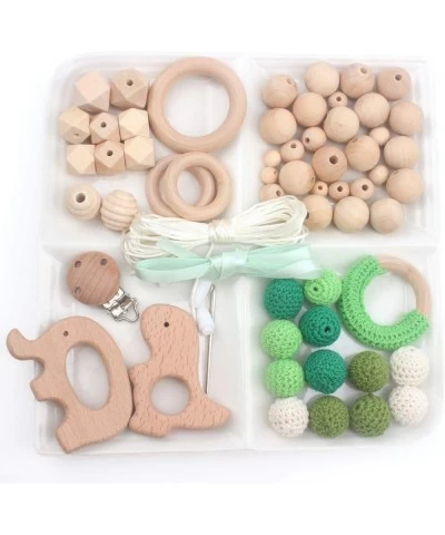 Teething Kit Baby Wooden Beads Rings Supplies Make Your Own Baby Chew Jewelry DIY Teether Necklace 61pcs Green $34.18 Baby Te...