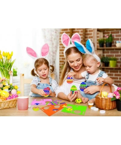 Foam Easter Egg Craft Kits for Kids 24pcs Easter Egg Foam Stickers DIY Egg Decorative Crafts for Easter Classroom DIY Craft S...