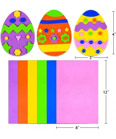 Foam Easter Egg Craft Kits for Kids 24pcs Easter Egg Foam Stickers DIY Egg Decorative Crafts for Easter Classroom DIY Craft S...