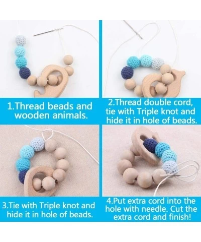 Teething Kit Baby Wooden Beads Rings Supplies Make Your Own Baby Chew Jewelry DIY Teether Necklace 61pcs Green $34.18 Baby Te...