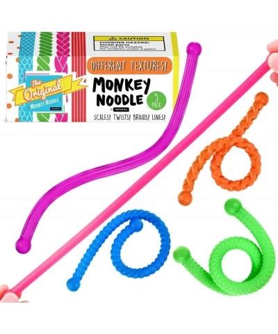 [5-Pack] Textured Monkey Noodles Fidget Toys - Sensory Toys for Children & Adults - Ease Overactive Minds with Sensory Fidget...