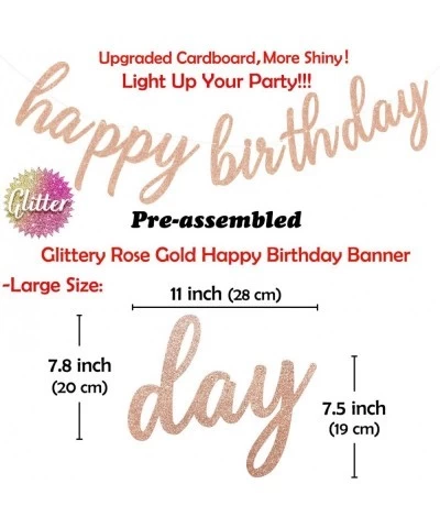 Rose Gold Birthday Party Decorations - Glittery Rose Gold Happy Birthday Banner and Tissue Paper Tassels Garland for Birthday...