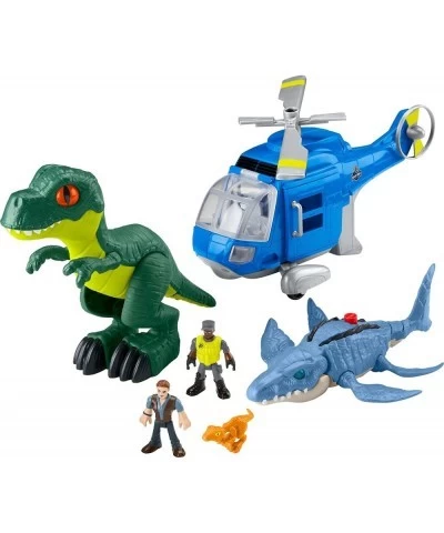 Fisher-Price Imaginext Jurassic World Dino Chopper 6-Piece Set with 3 Dinosaur Toys Owen Grady Figure and Toy Helicopter for ...