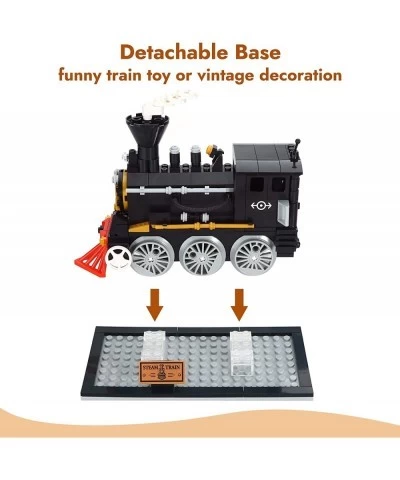 Train Building Toys Classic Steam Train Creator Locomotive Model Retro City Train Set Creative Construction Brick for Kids Bo...