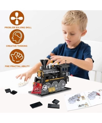 Train Building Toys Classic Steam Train Creator Locomotive Model Retro City Train Set Creative Construction Brick for Kids Bo...