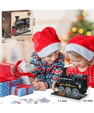 Train Building Toys Classic Steam Train Creator Locomotive Model Retro City Train Set Creative Construction Brick for Kids Bo...