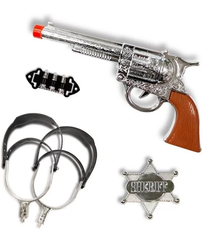 Western Cowboy Toy Gun Kids Role Playing Set Includes Toy Gun Badge Bullets Spurs Suitable for Role-Playing Pretend Play Cowb...