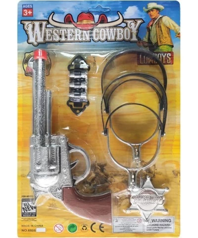 Western Cowboy Toy Gun Kids Role Playing Set Includes Toy Gun Badge Bullets Spurs Suitable for Role-Playing Pretend Play Cowb...