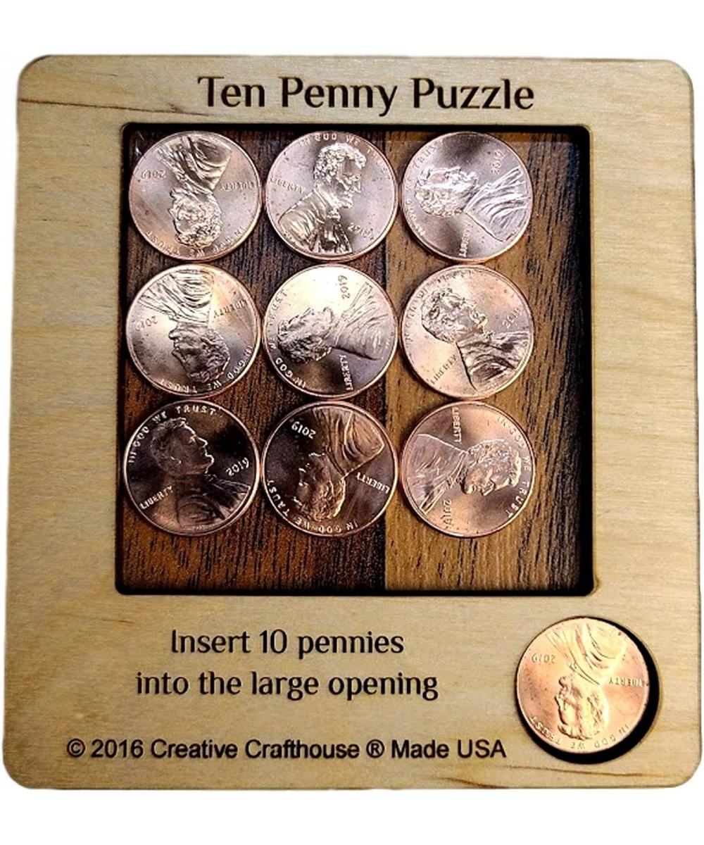 10 Penny Puzzle - A Circle Packing Problem - Ten Mint Pennies are Included $16.72 Brain Teaser Puzzles