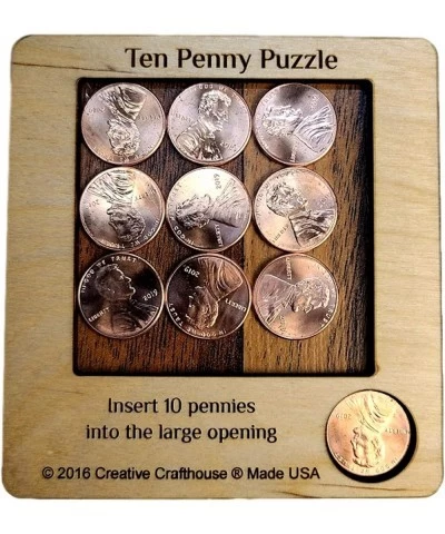 10 Penny Puzzle - A Circle Packing Problem - Ten Mint Pennies are Included $16.72 Brain Teaser Puzzles