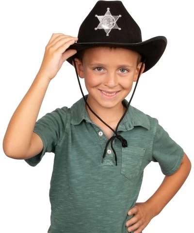 Kids Black Sheriff Cowboy Hat - Sheriff Party - Police Dress Up - Draw String Costume Hat - Funny Party Hats $27.35 Kids' Dre...