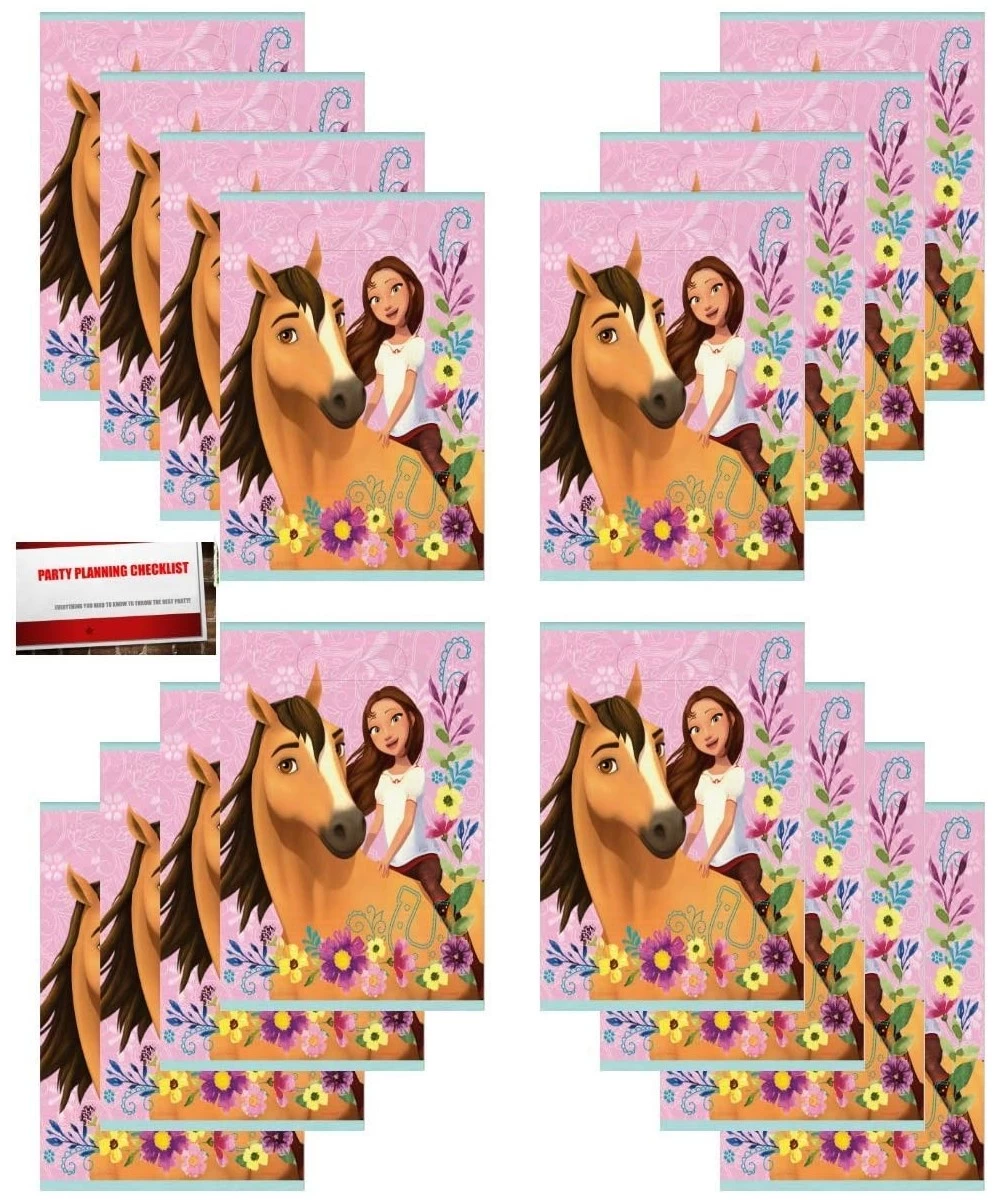 (16 Pack) Spirit Riding Free Horse Pony Birthday Party Plastic Loot Treat Candy Favor Goodie Bags (Plus Party Planning Checkl...