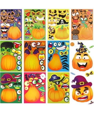 40 Sheets Halloween Pumpkin Decorating Craft Stickers for Kids DIY Make a Pumpkin Face Jack-O-Lantern Expressions Sticker Bul...