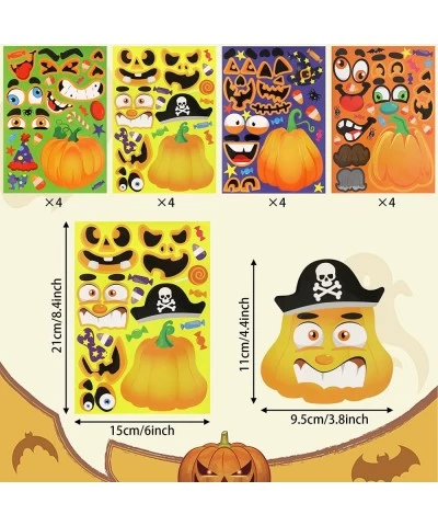 40 Sheets Halloween Pumpkin Decorating Craft Stickers for Kids DIY Make a Pumpkin Face Jack-O-Lantern Expressions Sticker Bul...