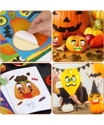 40 Sheets Halloween Pumpkin Decorating Craft Stickers for Kids DIY Make a Pumpkin Face Jack-O-Lantern Expressions Sticker Bul...