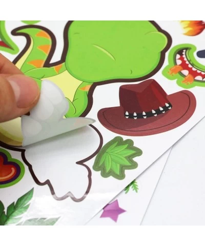 36 Sheet Reusable Dinosaur Stickers Make A Dinosaur Stickers for Kids 3+ Make-a-Face Party Favors DIY Stickers for Children D...