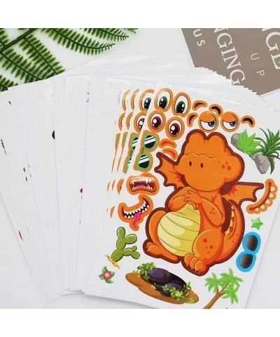 36 Sheet Reusable Dinosaur Stickers Make A Dinosaur Stickers for Kids 3+ Make-a-Face Party Favors DIY Stickers for Children D...