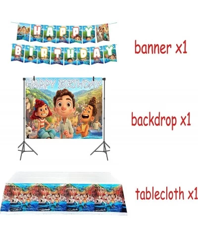 Luca Birthday Party Supplies Luca Birthday Decorations Set Includes 1 Happy Birthday Banner 1 Happy Birthday Backdrop 1 Table...